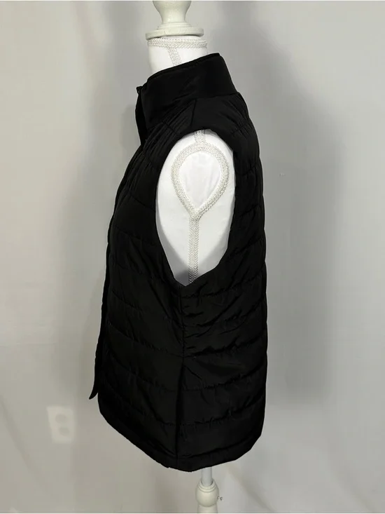 Michael Kors Black Quilted Puffer Vest with Gold-Tone Buttons - Picture 7 of 9
